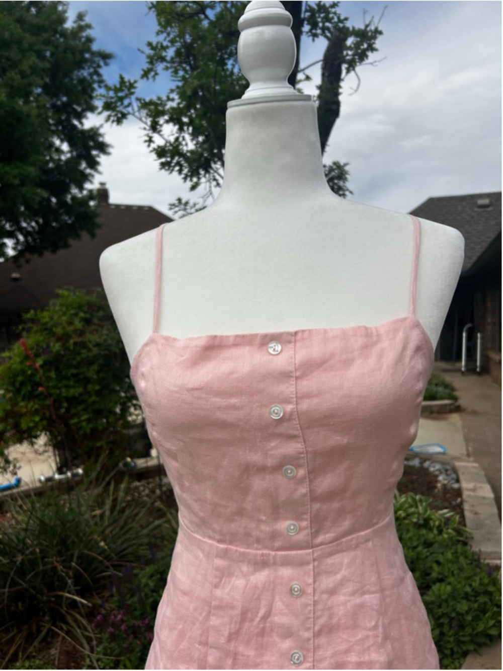 Capulet Pink Linen Open Back Mini Dress XS - Picture 2 of 11